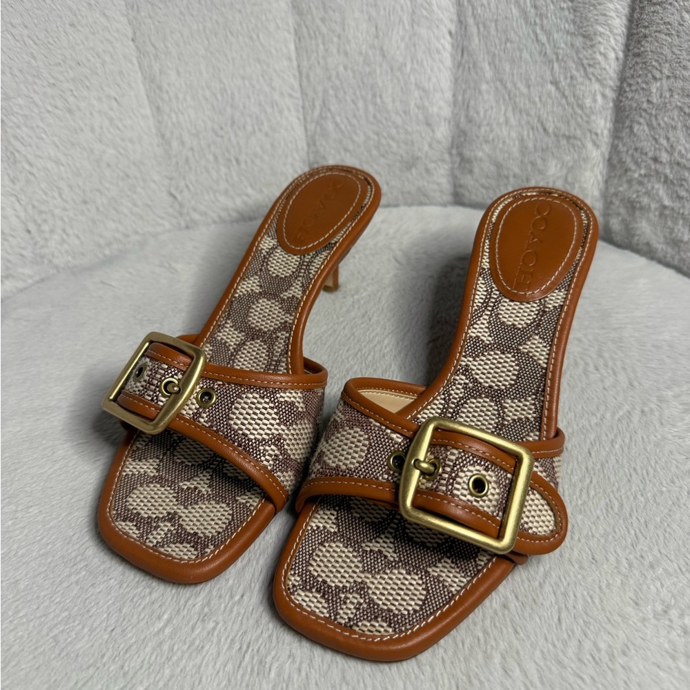 SOLD - Coach Margot Signature Jacquard Kitten Heels